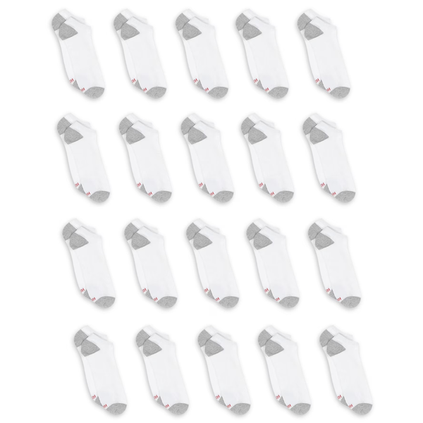 20-Pack Hanes Men's No Show Socks (Size 6-12 In White Or Black)