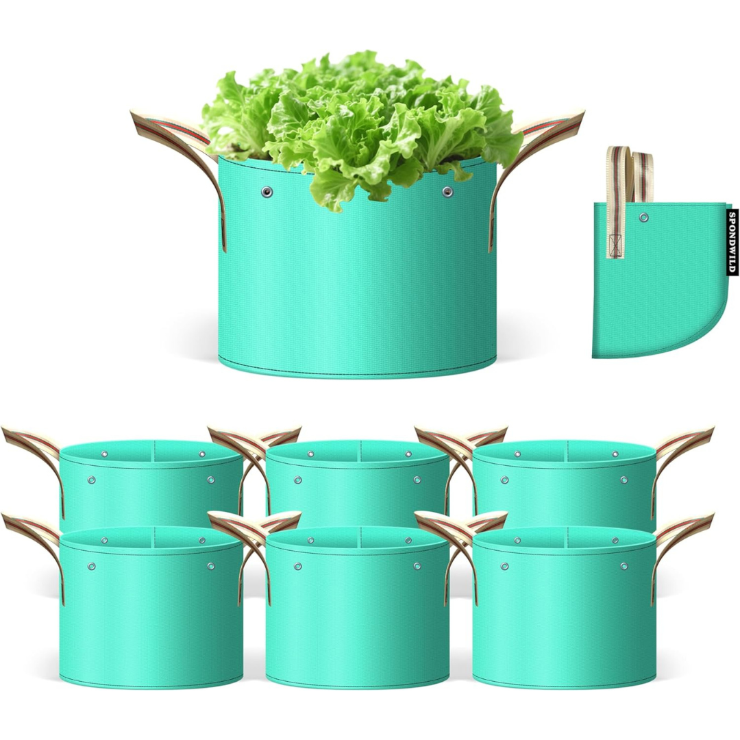 7-Piece 5-Gallon PE Garden Grow Bags W/ Branch-Binding & Drain Holes