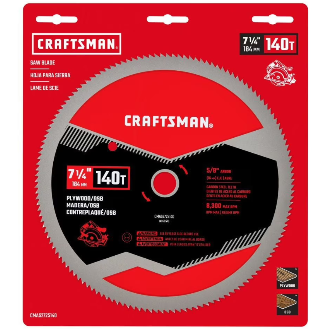 Craftsman 7-1/4" 140-Tooth Plywood, OSB Circular Saw Blade
