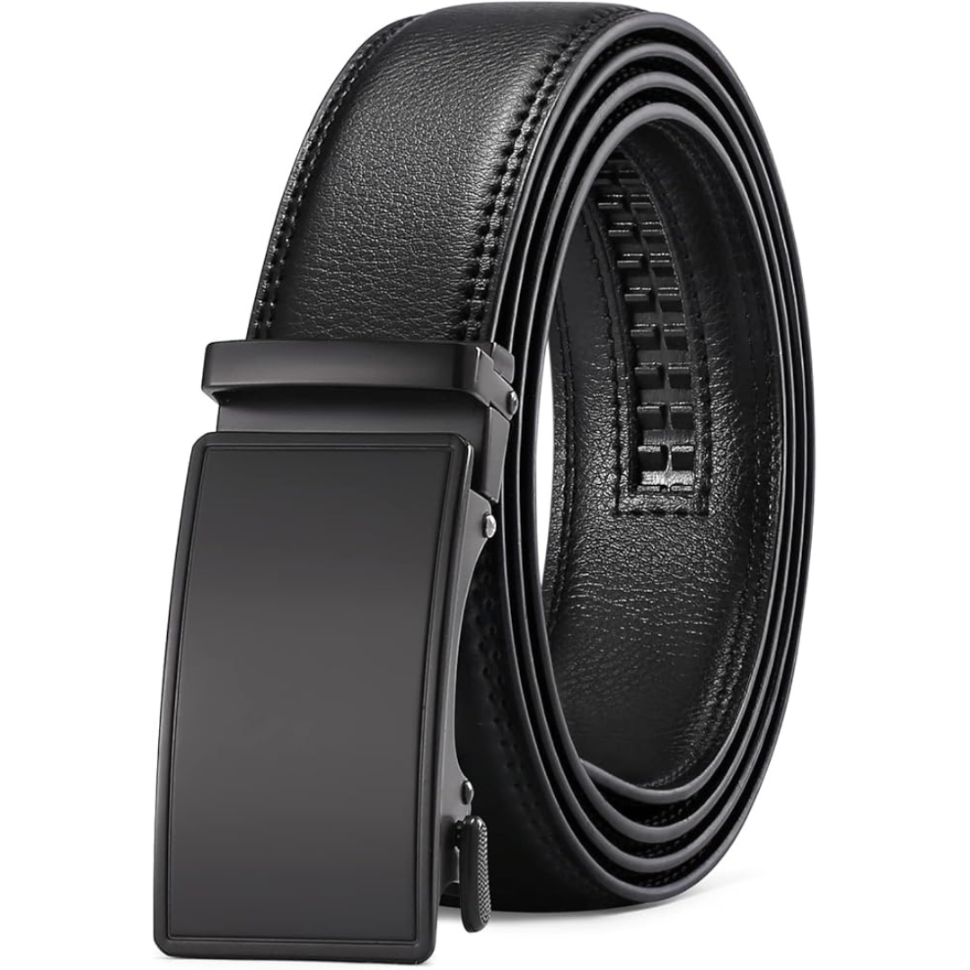 Men's Automatic Ratchet Buckle Slide Leather Belt (32" to 46")