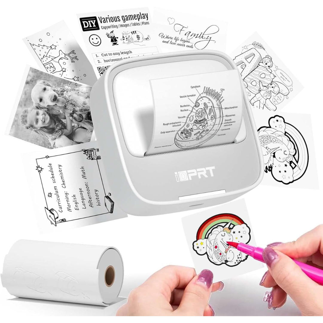 iDPRT Mini Sticker Printer With 1 Roll Sticker Paper