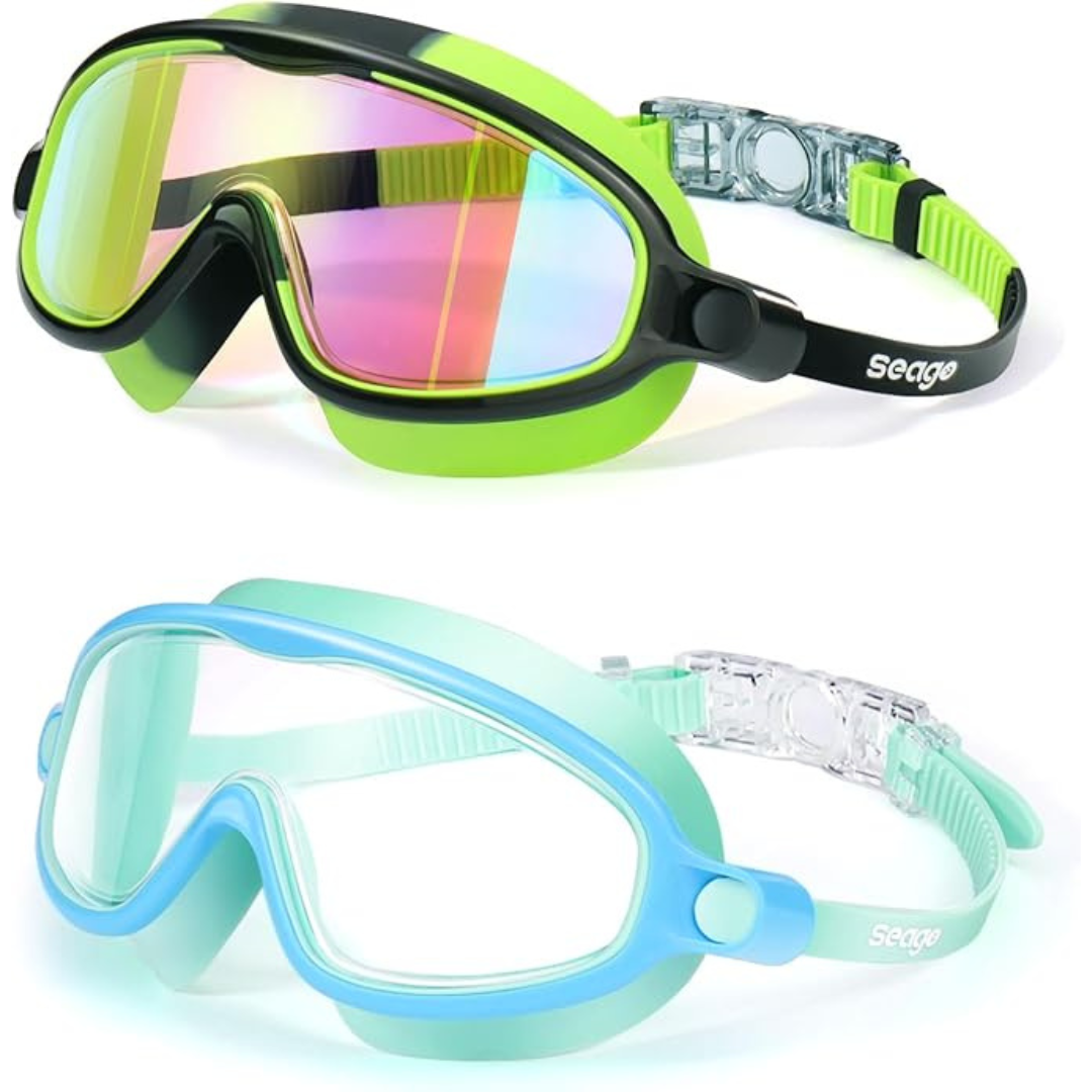 2-Pack Seago Anti-Fog Anti-UV Wide View Kids Swim Goggles (Various)