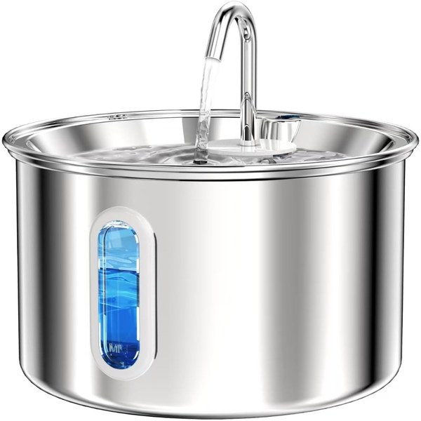 3L Stainless Steel Quiet Pet Water Fountain W/ 4-Layer Filtration