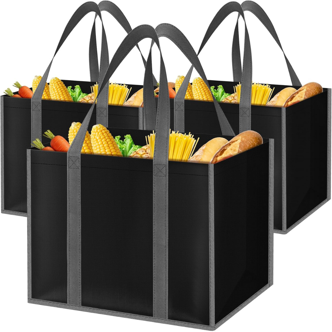 3-Pack Reusable Grocery Bags With Long Handles