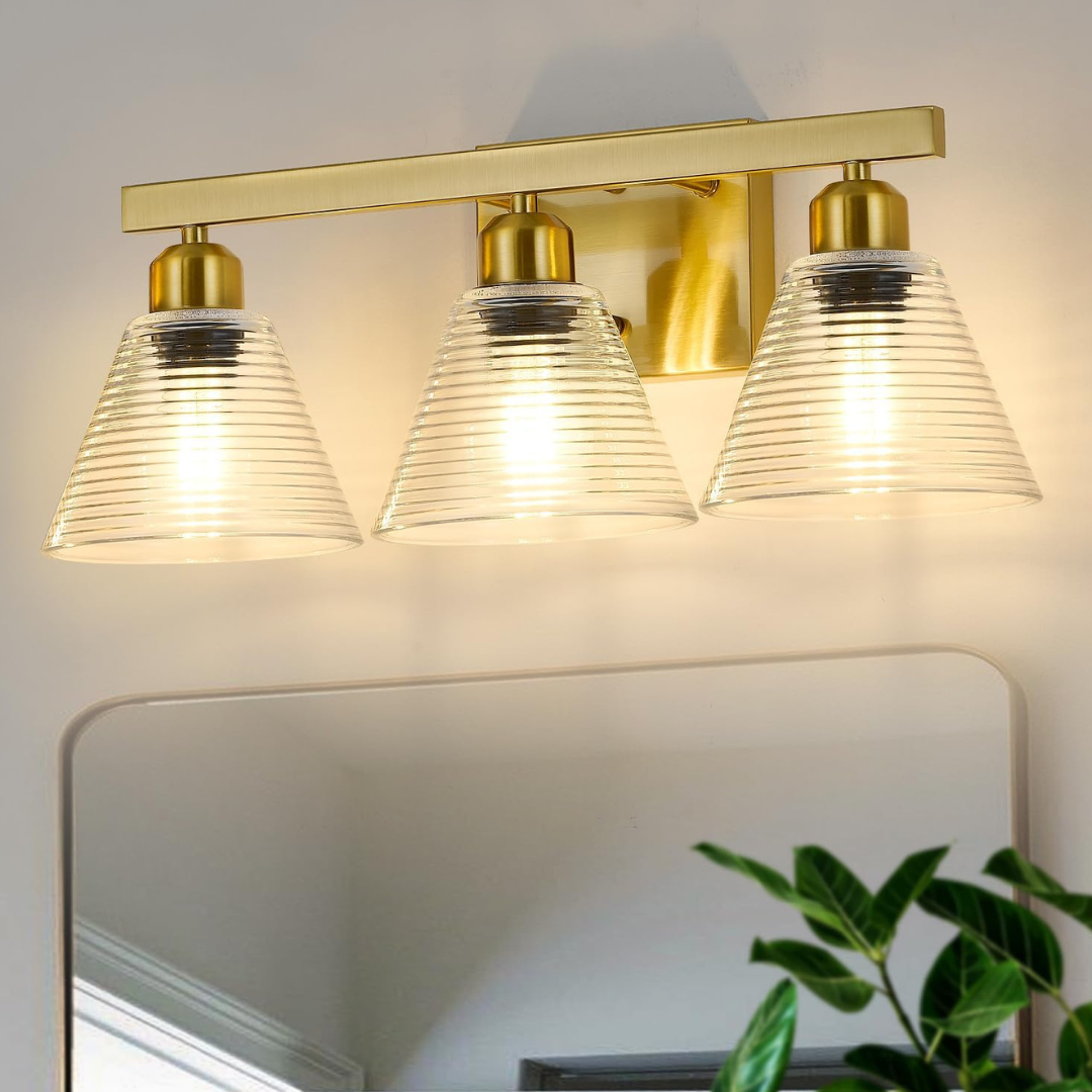 Dalouguan 3-Light Bathroom Vanity Lights Fixtures W/ Clear Glass Shade