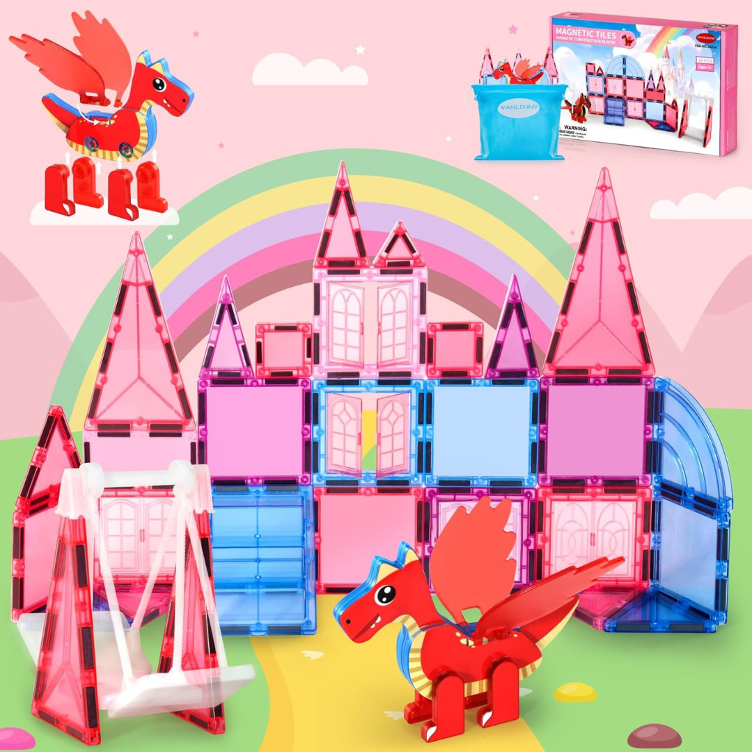 36-Piece Princess Castle Magnetic Tiles Building Set