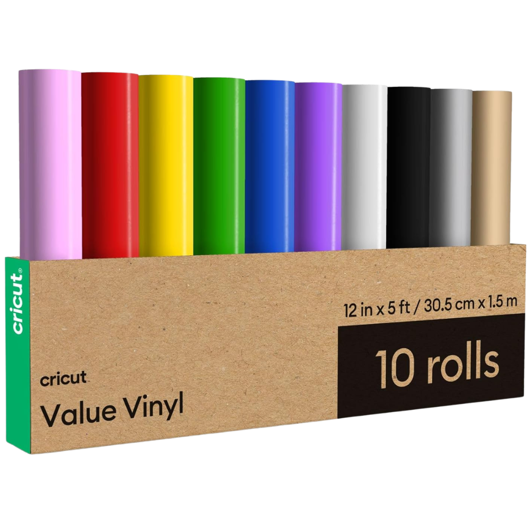 10-Count 12"x 5' Cricut Value Rainbow Permanent Vinyl Rolls
