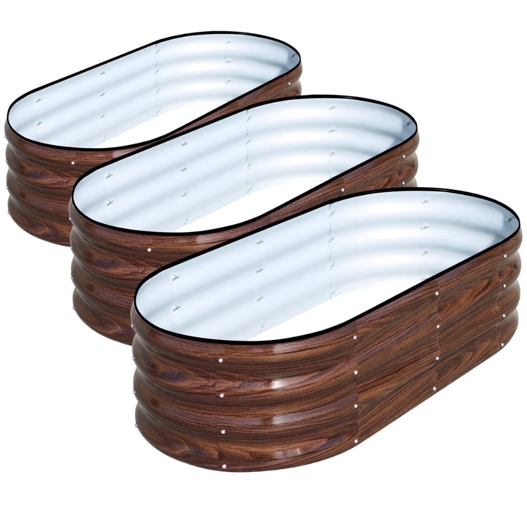 3-Pack 4x2x1ft Raised Galvanized Garden Bed