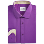 Tayion Collection Men's Slim-Fit Gold Trim Solid Dress Shirt