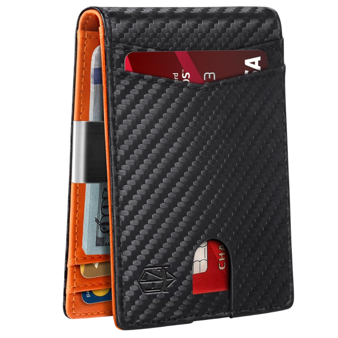 Men's Slim RFID Blocking Leather Wallet W/ 12-Card Slots & ID Window