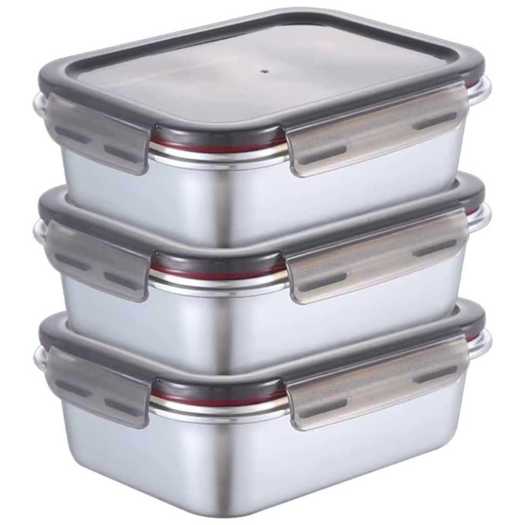 3-Pack VELER Stainless Steel Food Containers With Lids