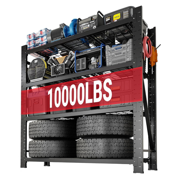 10000LBS Fleximounts 4-Tier Industrial Shelving Unit With 4 Hooks