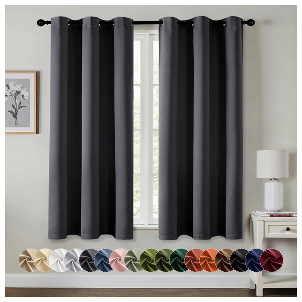 MIULEE 63" Long 2 Panels Dark Grey Blackout Curtains