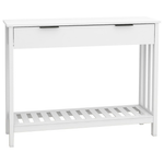 Narrow Entryway Console Table W/ Drawer Storage (White)
