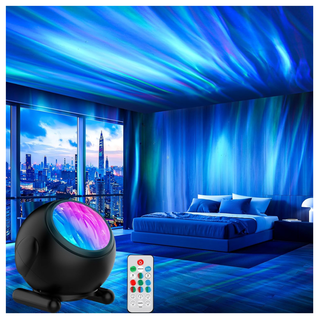 LED Night Light Aurora Projector W/ Timer & Remote