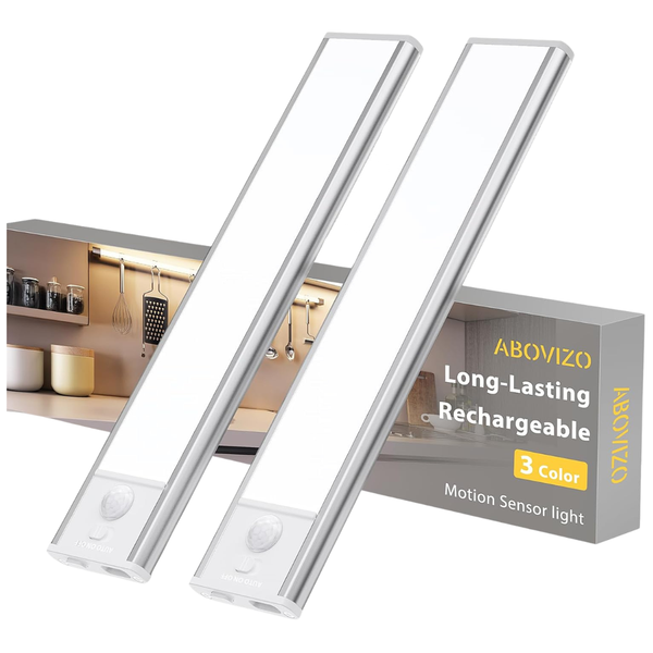 2-Pack 10" Battery Operated Motion Sensor LED Under Cabinet Lighting