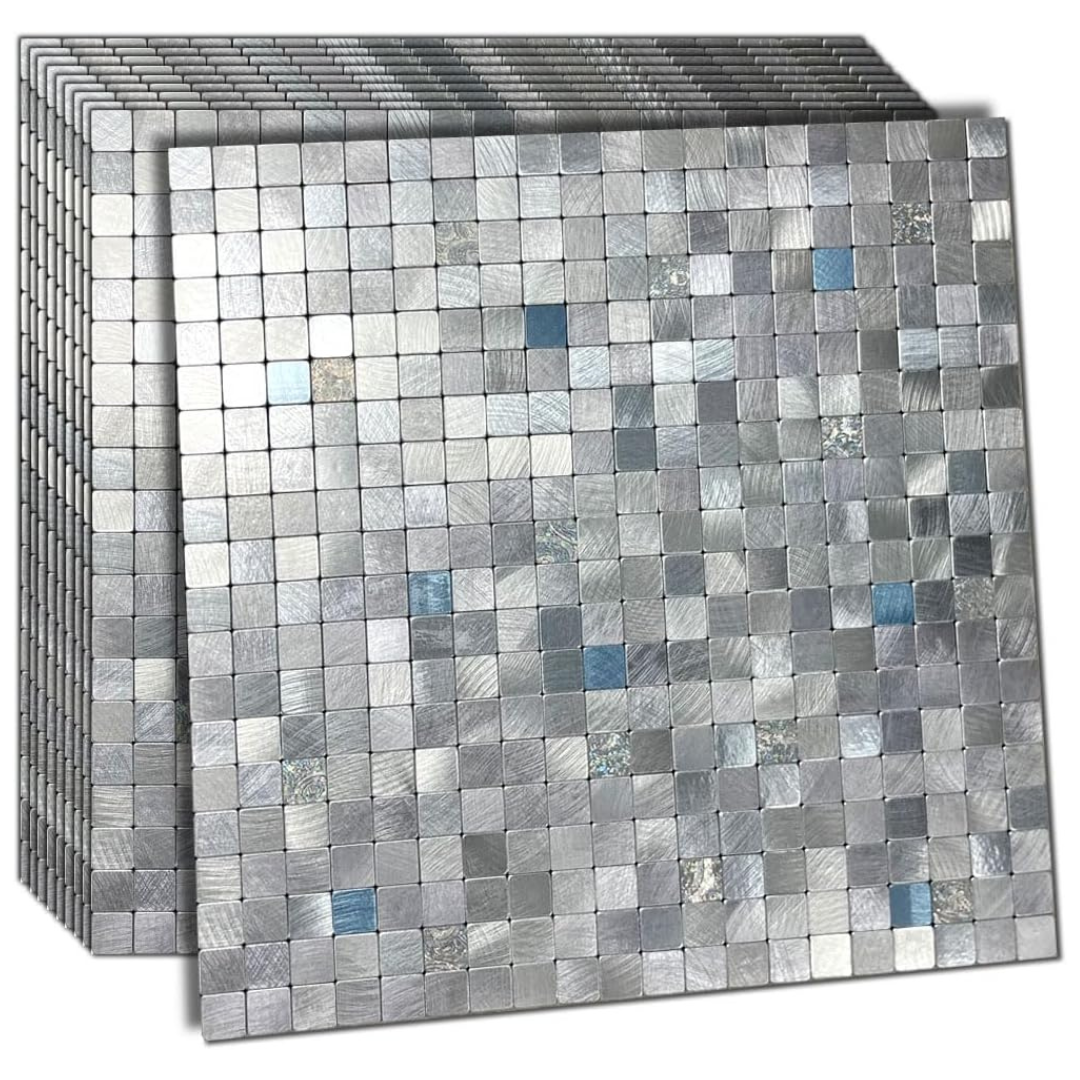 10-Pack Self-Adhesive Metal Backsplash Peel And Stick Tile