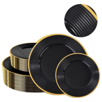Liacere 100-Pieces Blue & Gold Heavy Duty Disposable Plates