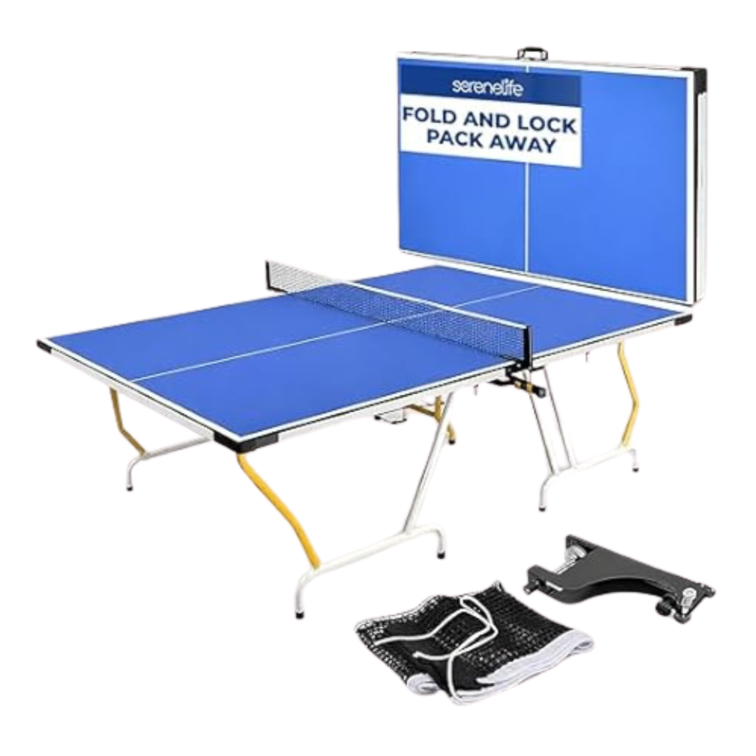 SereneLife 9 X 5 Regulation Collapsible Full Size Ping Pong Table