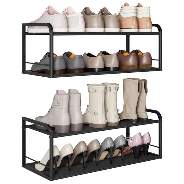 2-Pack 2-Tier Nanagiftree Carbon Steel Wall Mount Shoe Racks