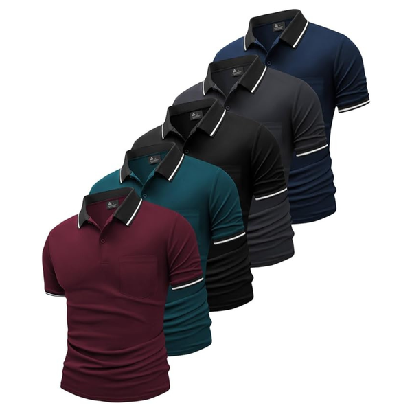 5-Pack Geek Lighting Men's Polo Shirts With Pocket