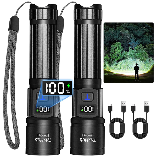 2-Pack Rechargeable Super Bright High Lumens Flash Light