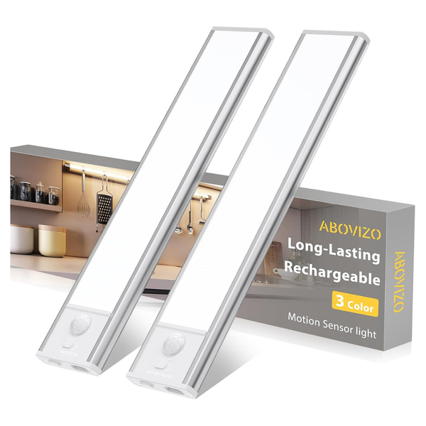 2-Pack Battery Operated Motion Sensor Under Cabinet LED Light