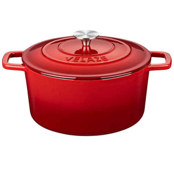 Velaze 6 Qt Enameled Cast Iron Dutch Oven With Lid & Dual Handles