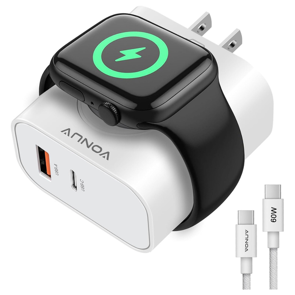 VONUV 3-In-1 Magnetic Wireless Wall Charger With Dual USB-C & USB-A Ports