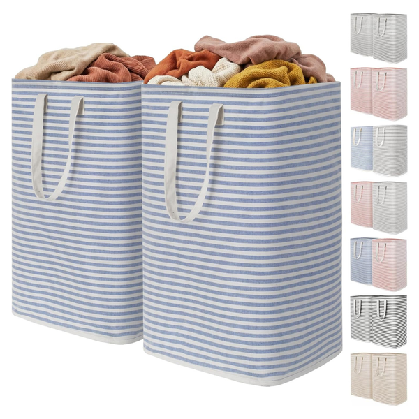 2-Pack 80L Lifewit Collapsible Laundry Baskets With Handles (Blue)