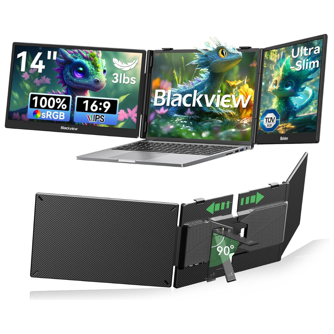 Blackview 14" 1080P IPS Travel Dual Monitor Laptop Screen Extender