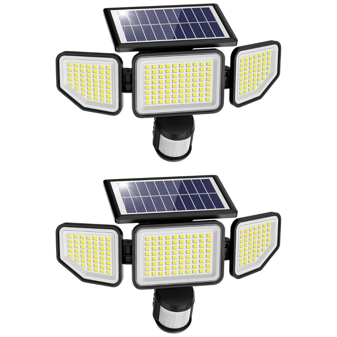 258-LED 3000lm Solar Motion Sencor 3-Head Outdoor Floodlight