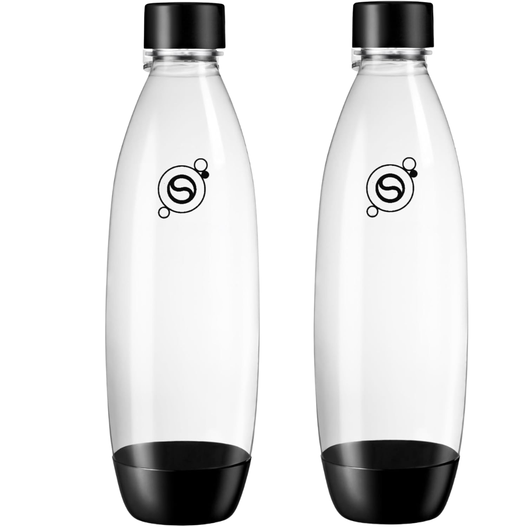2-Pack 1L SodaStream Dishwasher Safe Slim Bottle (Black)