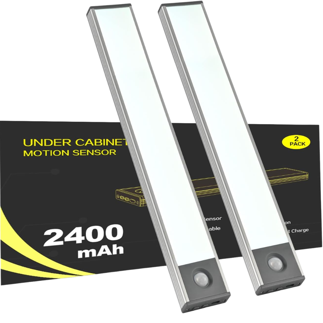2-Pack Under Cabinet 2400mAh Motion Sensor Light