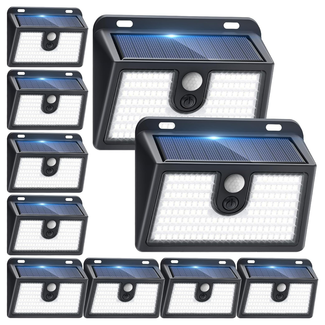10-Pack Solar Motion Sensor Outdoor Lights