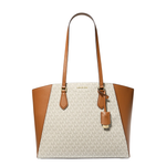 Michael Kors Taryn Large Multi-Functional Top-Zip Tote Bag (Vanilla/Acorn)