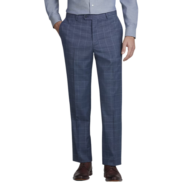 Jos. A. Bank Tailored Fit Windowpane Plaid Suit Wool Blend