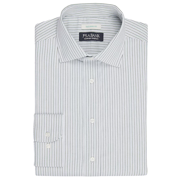 Jos A. Bank Tailored Fit Spread Collar Stripe Dress Shirt