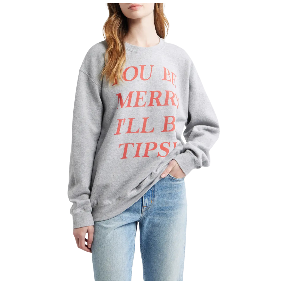 Junk Food Women's Be Merry Cotton Blend Crewneck Sweatshirt