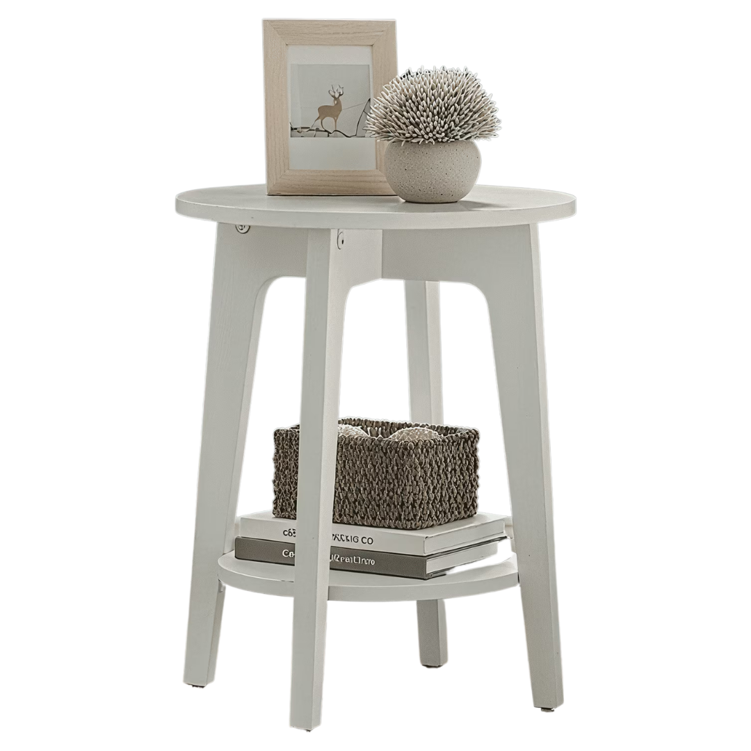 2-Tier Compact Round Tapered-Leg Accent Table (Various)