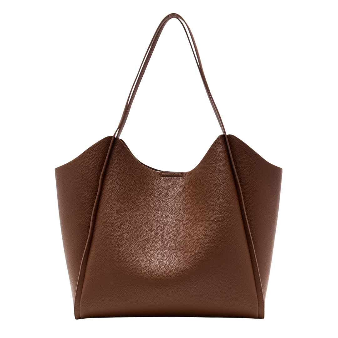 Women's Vegan Leather Modern Bucket Tote Bag (2 Colors)