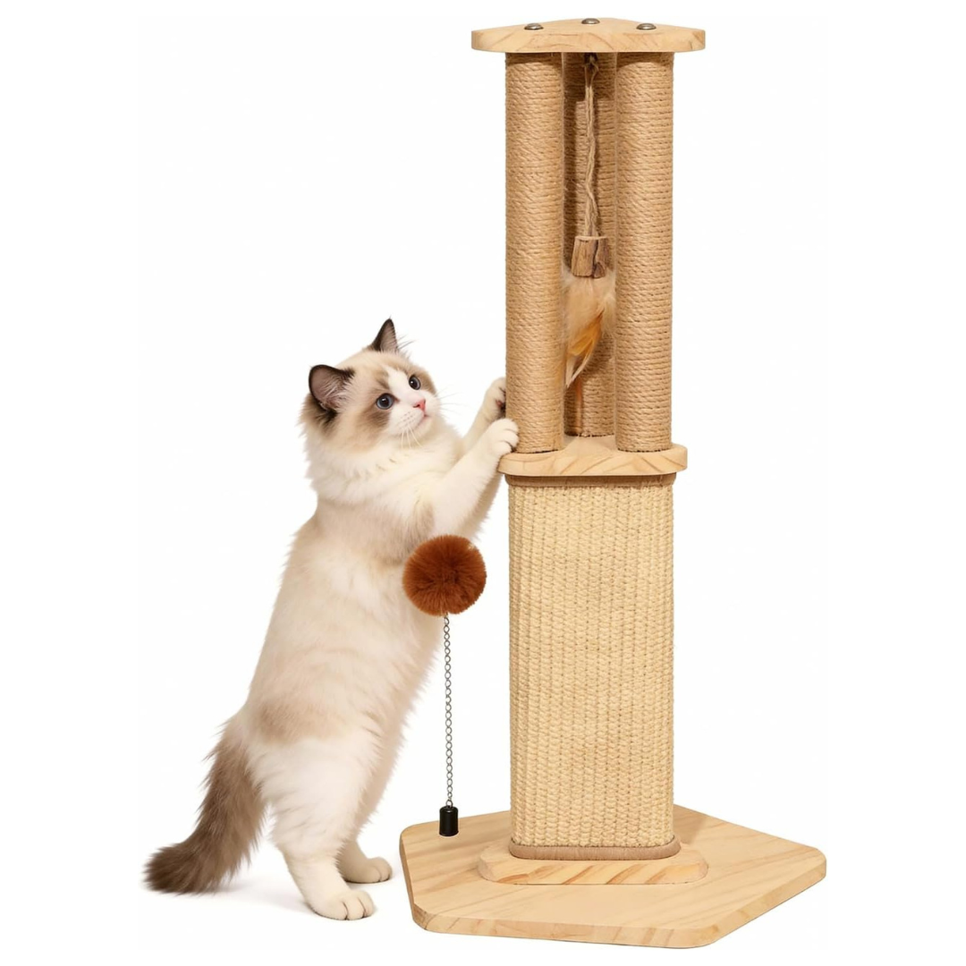 27" Pieta Cat Rope Scratching Post With Ball