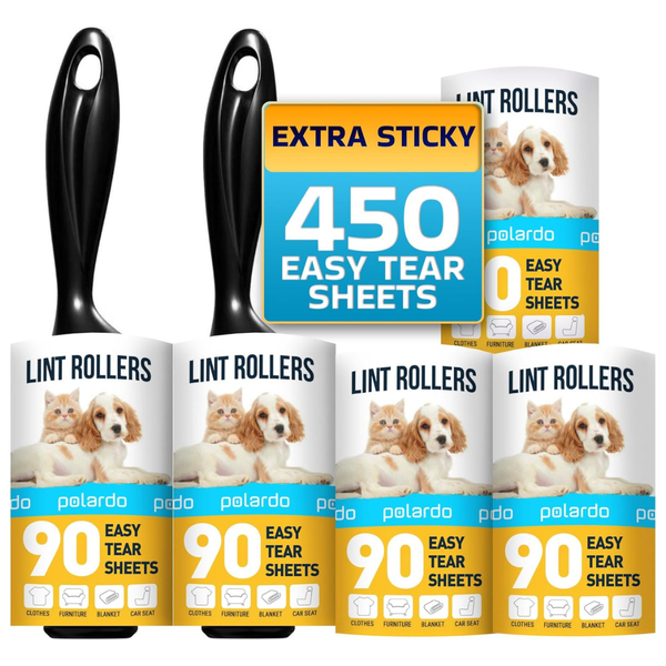 5-Pack Large Lint Rollers For Pet Hair (450 Sticky Sheets)