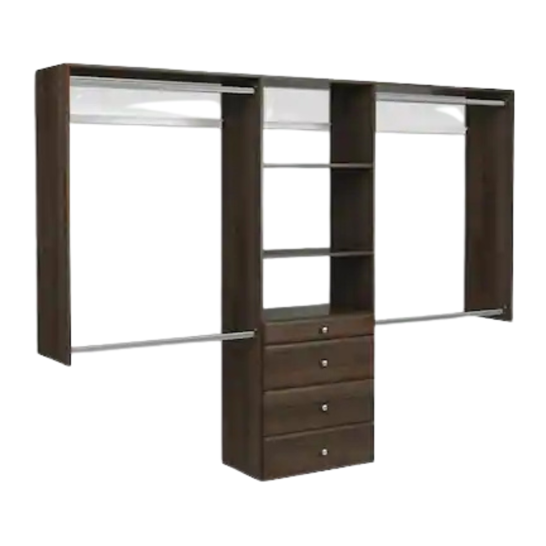 60" W - 96" W Tower Wall Mount 6-Shelf Wood Closet System