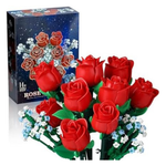648-Piece Red Rose Bouquet Building Toy Set