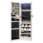 Songmics 47.2" Wall Mount 6-LED Mirror Jewelry Cabinet W/ 2 Drawers