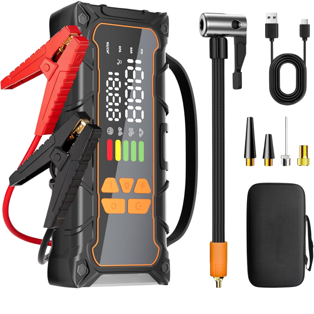 Okrinec 4000A / 10000mAh Battery Jump Starter W/ 160PSI Tire Inflator