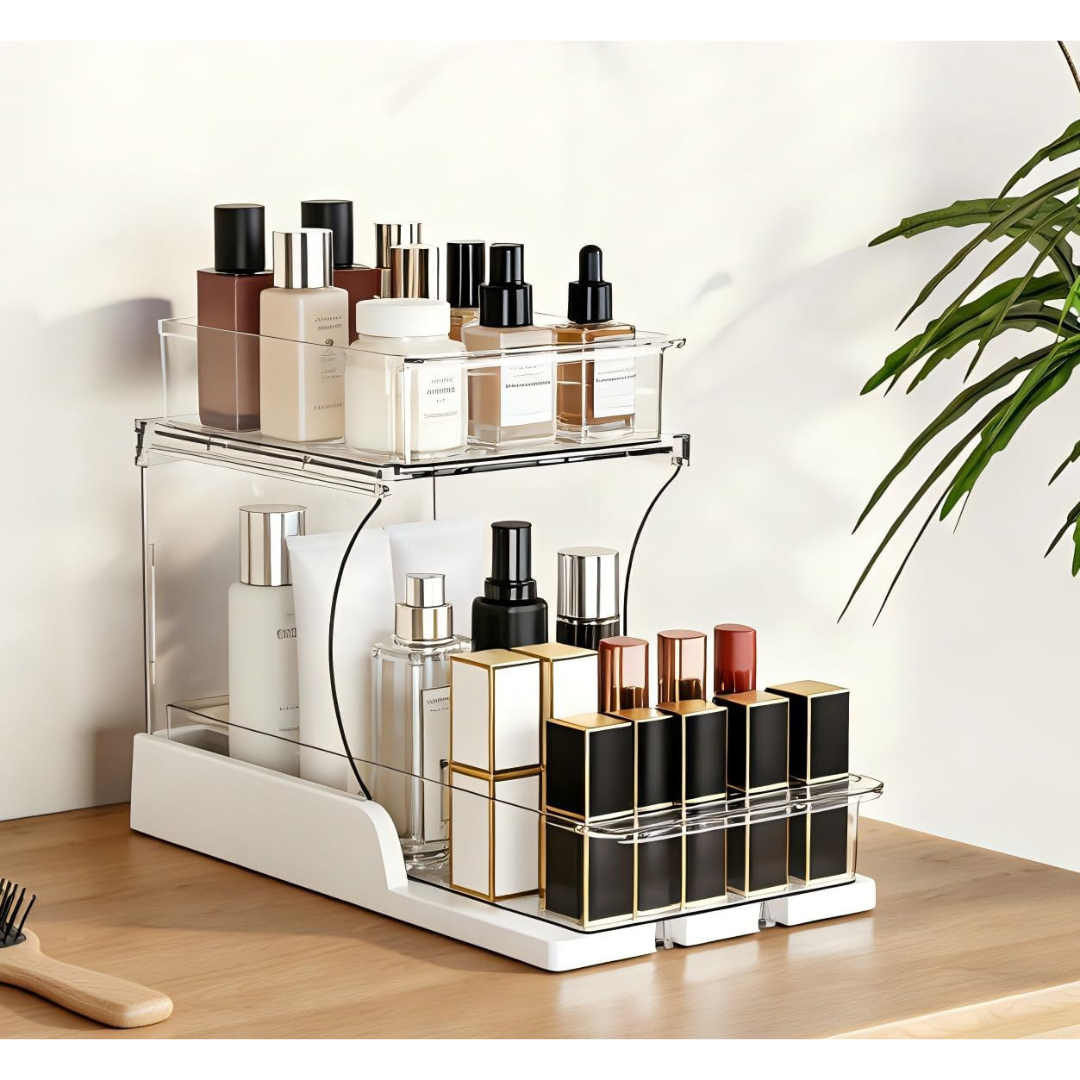 2-Tier Makeup Organizer With 180 deg. Rotating Design