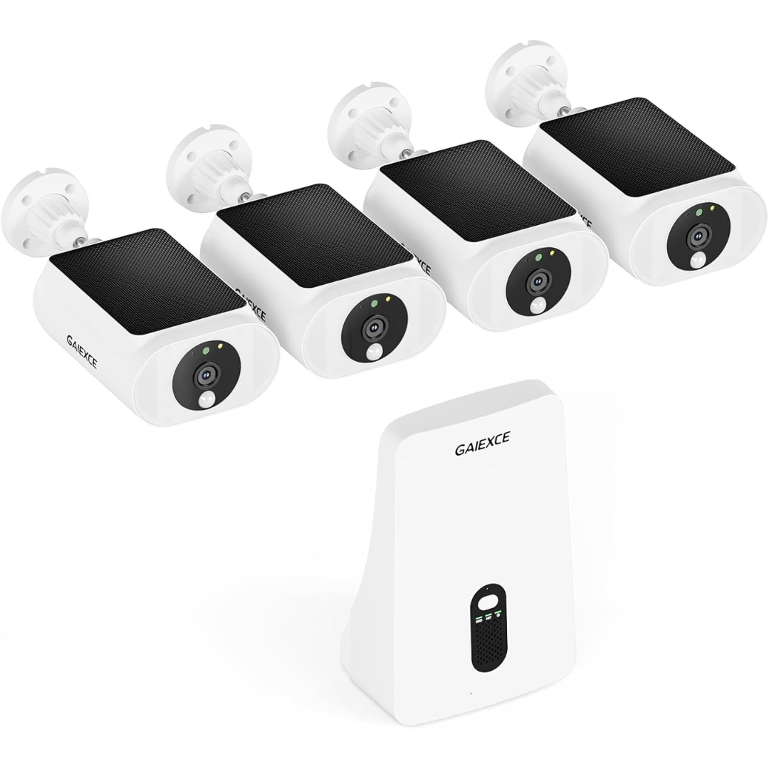 Solar-Powered Outdoor Security Cameras 4-Cam Kit