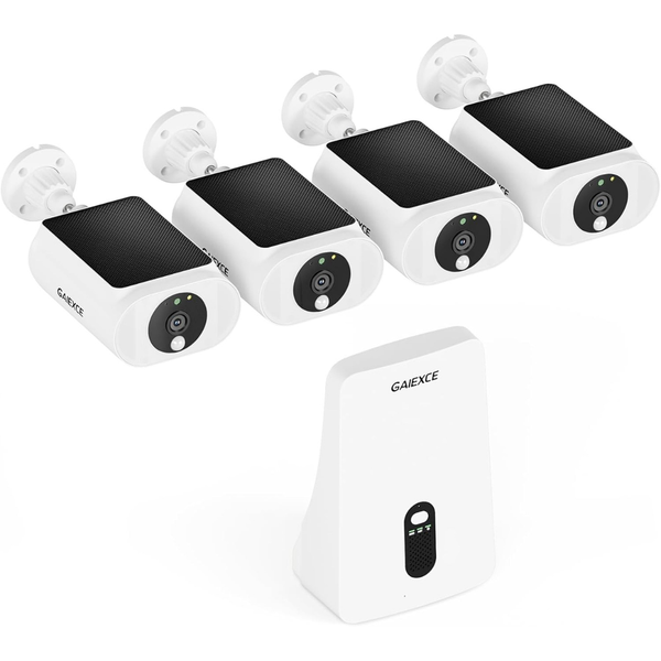 Solar-Powered Outdoor Security Cameras 4-Cam Kit